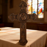 Wooden crucifix of the Virgin, Virgin Mary, Baby Jesus, religious wooden icon, wall crucifix, wall decoration