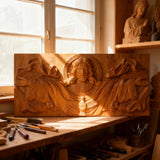 Trinity of Grace” Hand-Carved Jesus & Holy Spirit Wood Wall Art – 22.75
