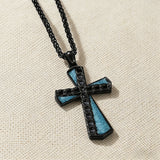 Natural Turquoise Stainless Steel Cross Necklace | Hip-Hop Christian Jewelry