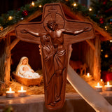 šÆļø Joan of Arc Cross Wood Carving ā Our Lady of Sorrows / Crucifix