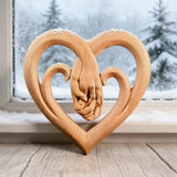 12-inch heart-shaped wood carving: carving time in the name of love