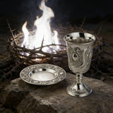 Jerusalem Holy Grail (Cup & Saucer Set) - Authentic Kiddush Cup for Shabbat, Passover & Special Occasions