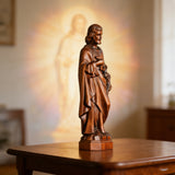 Joseph Wooden Round Carved Tabletop Ornament