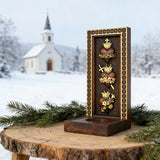 Holy Family Three Sacred Hearts Candlestick Wooden Carved Tabletop Arrangement