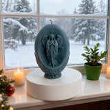 Oval Virgin Mary Scented Candle: A Sacred Blend of Devotion & Elegance