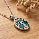 Tree of Life Malachite Zinc Alloy Necklace โ Growth, Strength & Timeless Nature