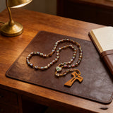 Wooden Medal Rosary with Cross