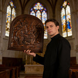 Natural Beech Nativity Scene Wood Carving Plaque: The Heart of Christmas in Handcrafted Wood