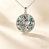 Owl Tree of Life Alloy Necklace โ Wisdom, Growth & Iridescent Beauty