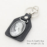 St.Benedict Guadalupe Miraculous Medal Keyrings Leather Car Key Chains - BGCOPPER