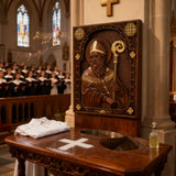 Bgcopper Saint Patrick Wood Carved Icon Religious Gift Wall Hanging Art Work