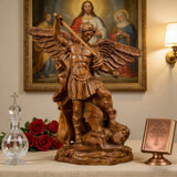 Boxwood Archangel Michael Carving: A Christmas Gift of Divine Protection