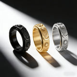 Sun, Moon & Stars Rotating Fidget Ring | Celestial Anxiety Relief Jewelry