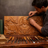 Trinity of Grace” Hand-Carved Jesus & Holy Spirit Wood Wall Art – 22.75