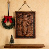 Natural Ash Wood Magician Carved Art: Whimsy Woven in Warm Wood
