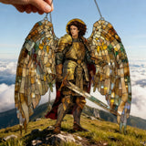Archangel Michael Stained-Glass Style Acrylic Suncatcher: Divine Protection for Your Space đĄïž