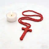 8mm Wooden Bead Rosary Necklace | Catholic Devotional Jewelry