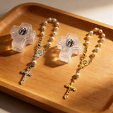 6mm Pearl Rosary Bracelet with Cross Case | Catholic Devotional Jewelry
