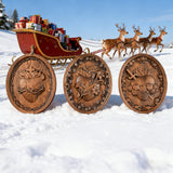 Sacred Family Three Sacred Hearts Wall Decoration Wood Sculpture