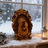Mother Mary with Baby Jesus Wood Carving Decor