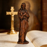 Jesus as the Good Shepherd Wooden Circular Sculpture: Desktop Decoration