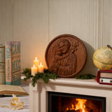 Joseph and Baby Jesus wood carving plaque - Father‘s day gift