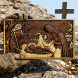 Krippe Holz geschnitzte Plakette, religiöses Wand dekor, Weihnachts geschenk