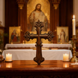 Bgcopper Ornate Wooden Cross - Carved from natural wood