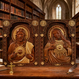 Sacred Heart Wood Carvings: Jesus & Mary, Handcrafted Tokens of Divine Love