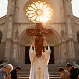 šÆļø Joan of Arc Cross Wood Carving ā Our Lady of Sorrows / Crucifix