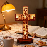 Boxwood LED Nativity Cross – The Light of Christ Shines Within