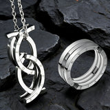 Deformable Kissing Fish Stainless Steel Jewelry | Ring & Necklace 2-in-1 Set