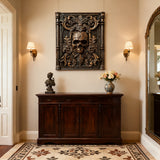 Ornate Skull Carved Wood Wall Art: Timeless Baroque-Inspired Decor