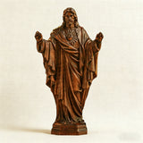 Hand Carved Sacred Heart of Jesus Virgin Mary Wooden Tabletop Ornament