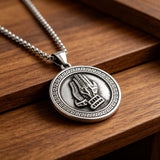 Vintage Prayer Hand Stainless Steel Necklace – Faith, Strength & Timeless Devotion