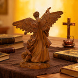 Boxwood Archangel Michael Carving: A Christmas Gift of Divine Protection