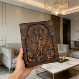 Bgcopper Archangel Michael Square Wooden Icon Religious Gifts - Best Wood Carving Wall Decor