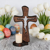 Beechwood Cross Candle Holder: Bearing Faith in Wood, Kindling Devotion with Light