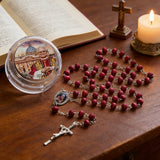 6MM Vatican Leo XIV Red Wood Bead Rosary