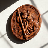 St.Christopher Christian Wood Carving Plaque/The patron saint of travelers