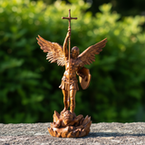 St. Michael the Archangel - Hand Carved Boxwood Sculpture - Spiritual Guardian for Prayer Spaces