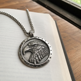 Vintage Double-Sided Embossed Bald Eagle Medal Stainless Steel Men’s Necklace