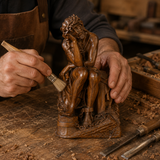 Boxwood "Crown of Thorns" Jesus Meditation Sculpture - Hand-carved Spiritual Art | A Concrete Reminder o - side view
