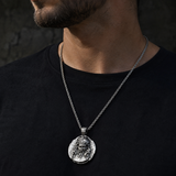 Crown of Thorns Jesus Double‑Sided Medallion Necklace, Stainless Steel Sacred Heart Pendant for Men Product Parameters