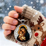 “Our Lady & Child” Stained Glass Style Keychain – A Daily Reminder of Maternal Grace