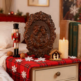 Bgcopper Holy family Nativity Wood Carving Gift Religious Family Wall Decor