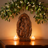 Natural Beechwood Nativity Scene Wooden Carved Plaque Tabletop Arrangement