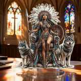 Native American-Inspired 2D Acrylic Tabletop Decor: A Symbol of Courage & Stewardship