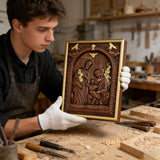 Beechwood Holy Family Wall Hanging: Carving Devotion in Wood, Bringing Sacred Warmth