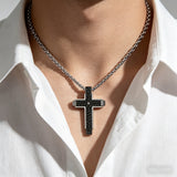 Hammered Two-Tone Stainless Steel Cross Necklace – Strength, Faith & Rugged Elegance
